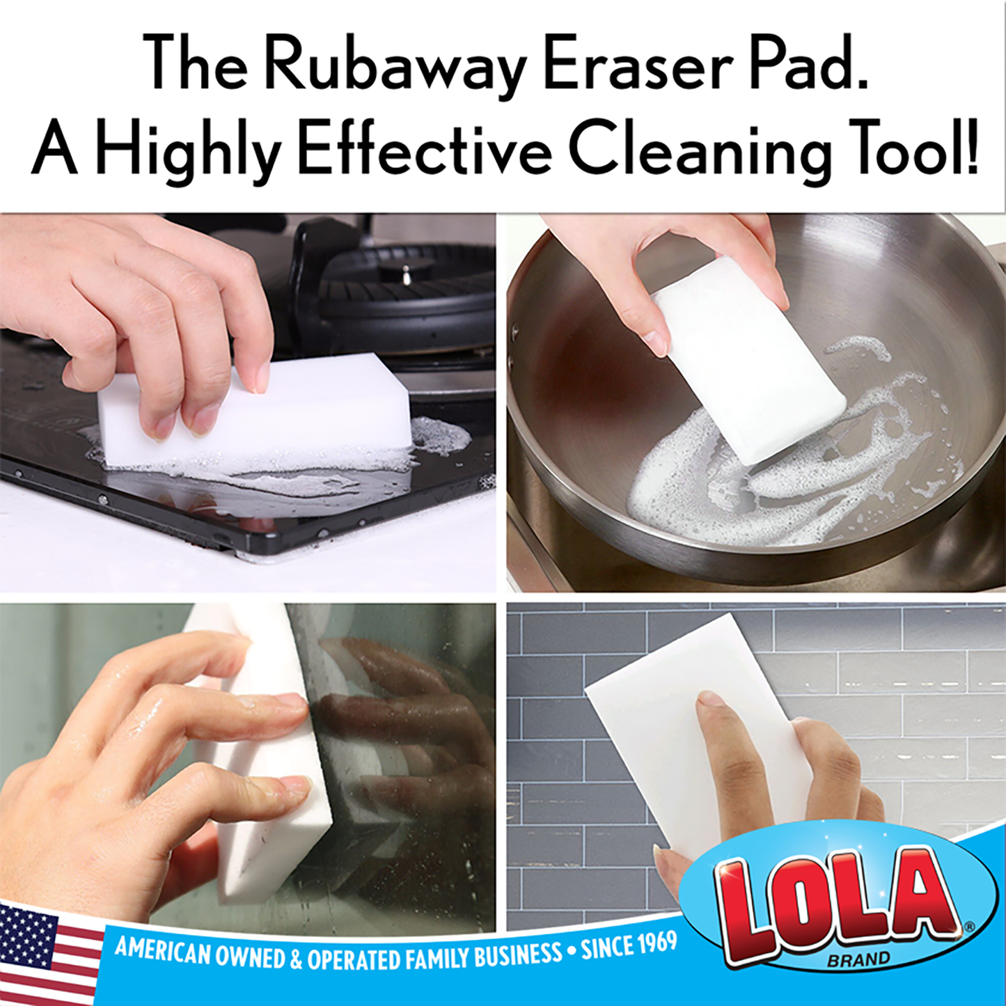 Magic Eraser Comparable Rubaway Eraser Pads by Lola - 4 pack
