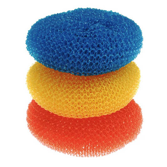 Plastic Mesh Scourer - 3 pack, each 3.75" x 1.25"