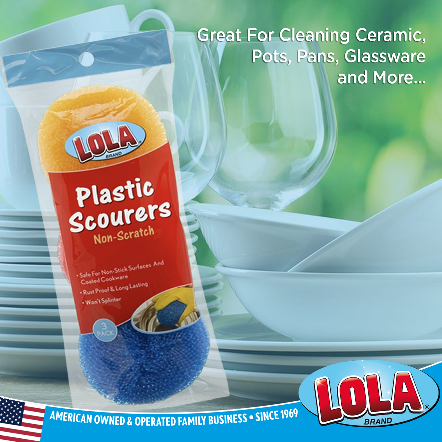 Plastic Mesh Scourer - 3 pack, each 3.75" x 1.25"