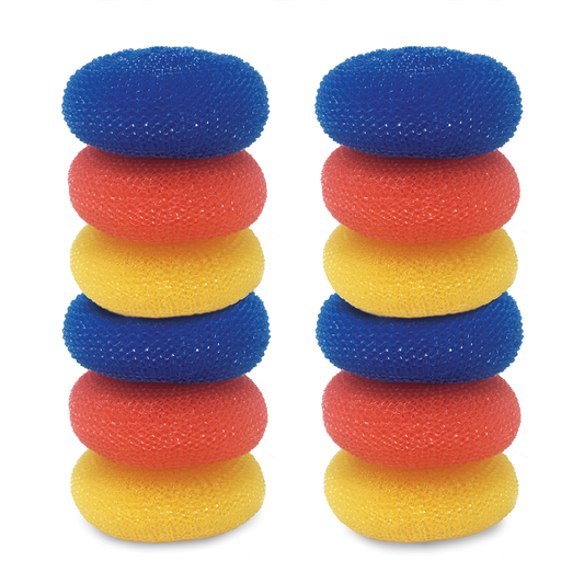 Jumbo Plastic Mesh Scourer - 12 Pack (Assorted Colors)
