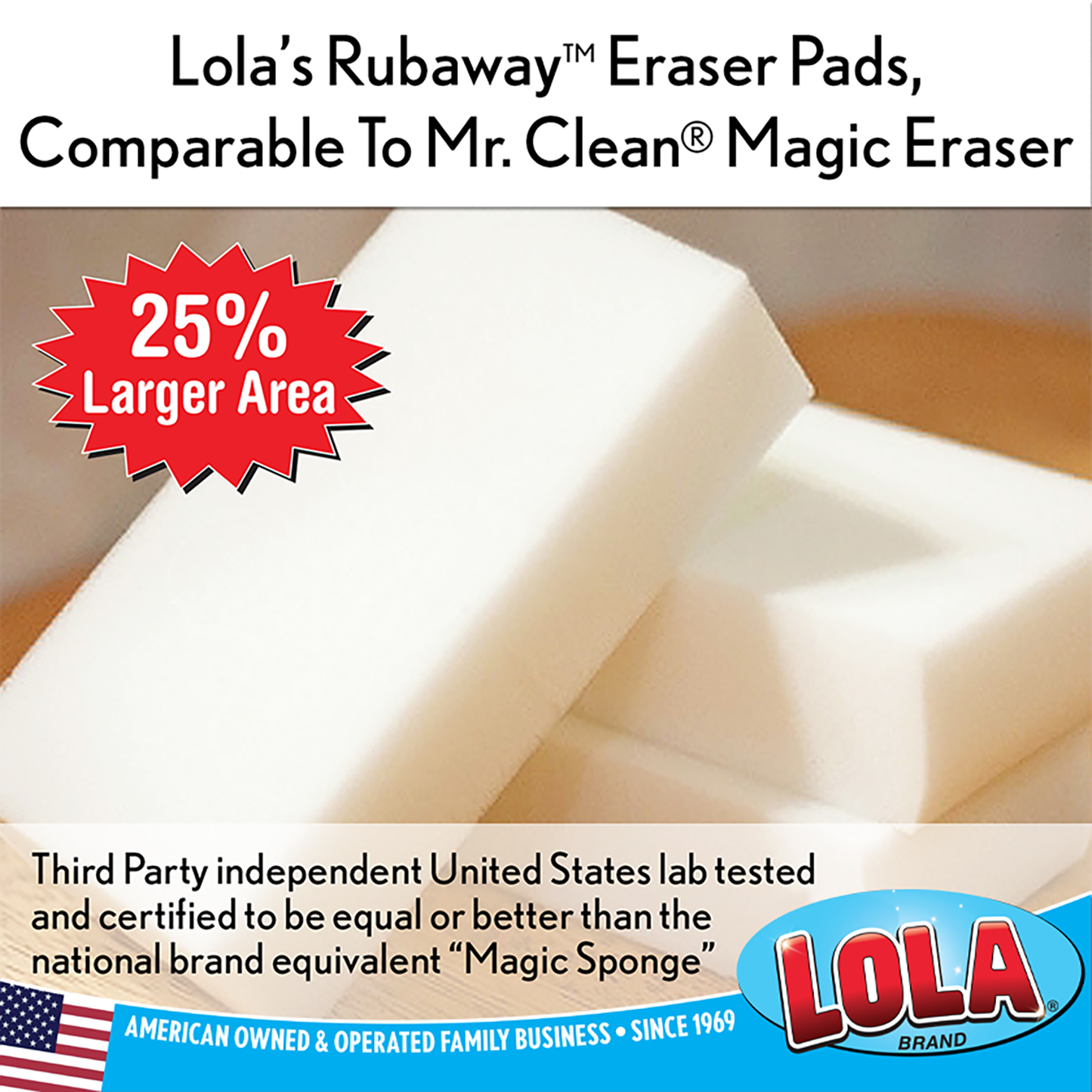 Magic Eraser Comparable Rubaway Eraser Pads by Lola - 4 pack