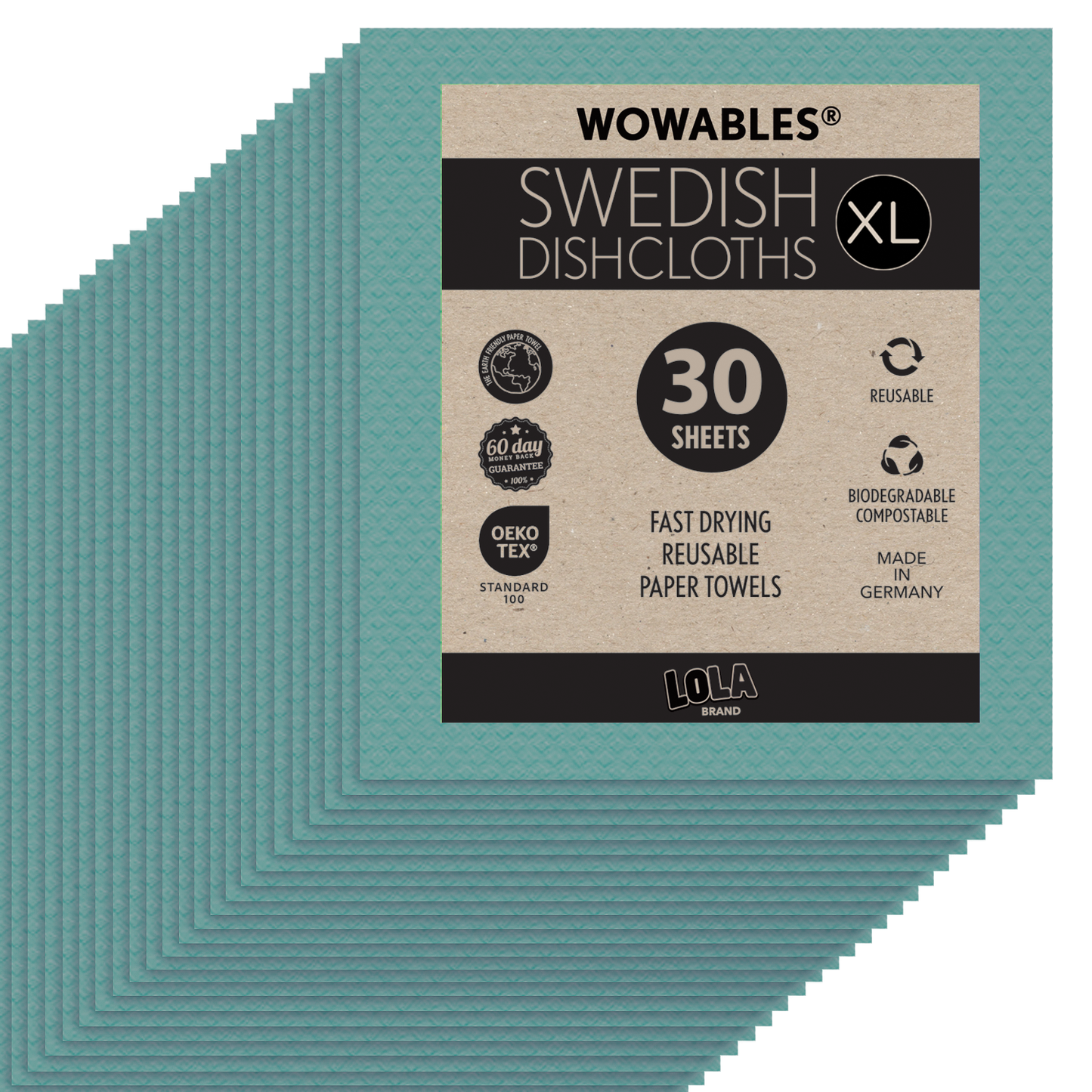 Swedish Dish Cloths "On a Roll", Reusable & Biodegradable Paper Towels