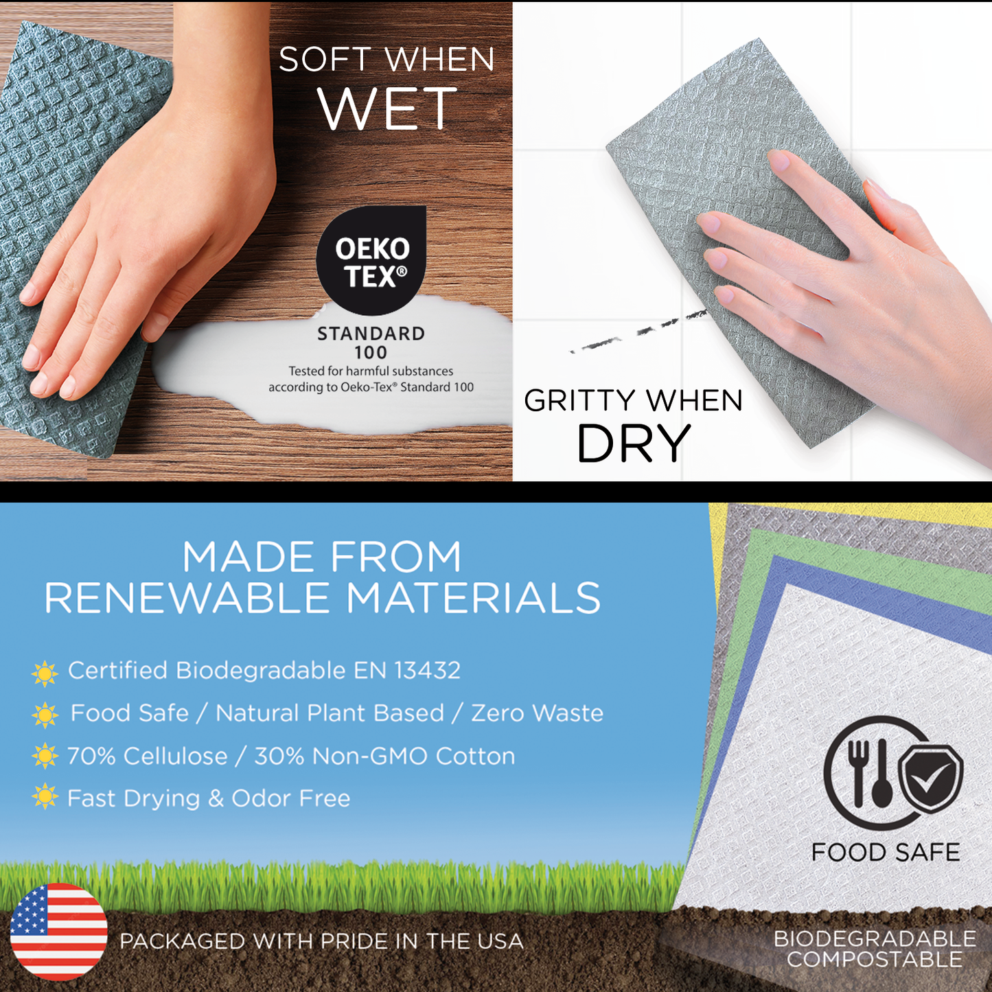 Swedish Dish Cloths "On a Roll", Reusable & Biodegradable Paper Towels